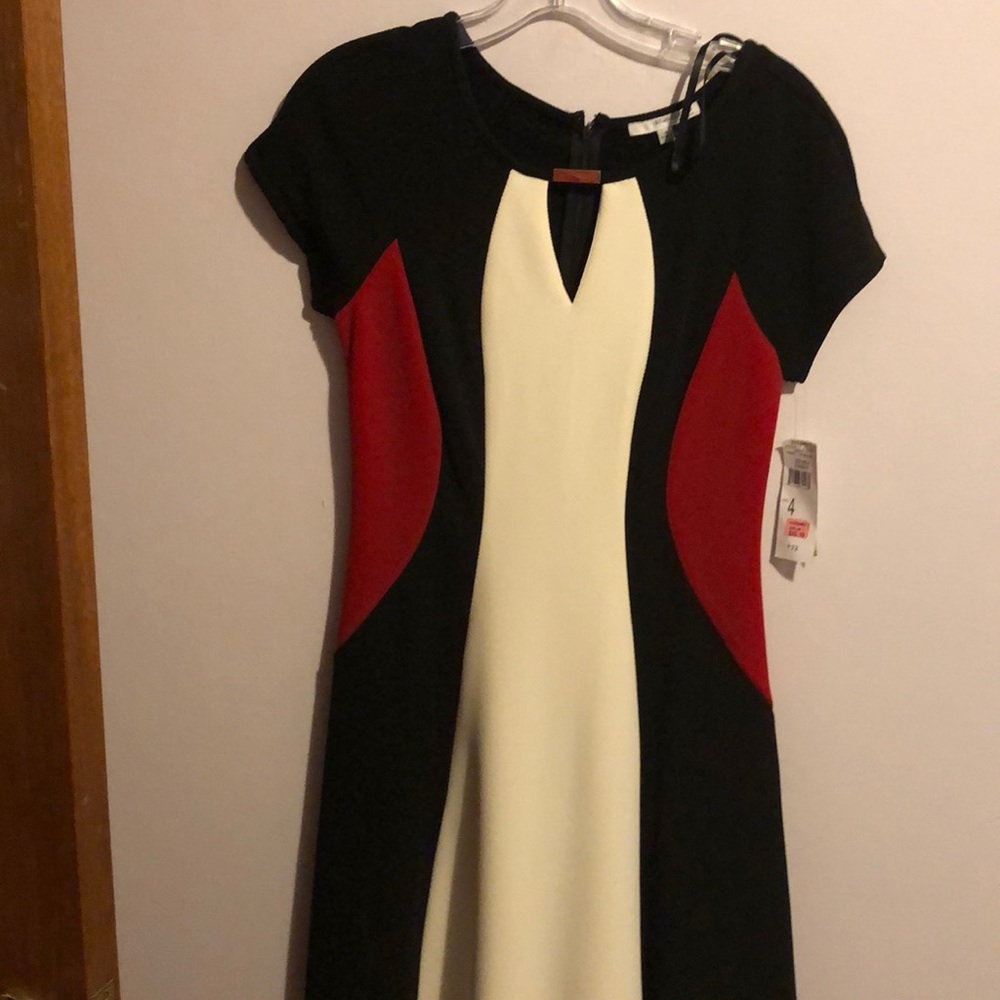 Red, black and white dress
